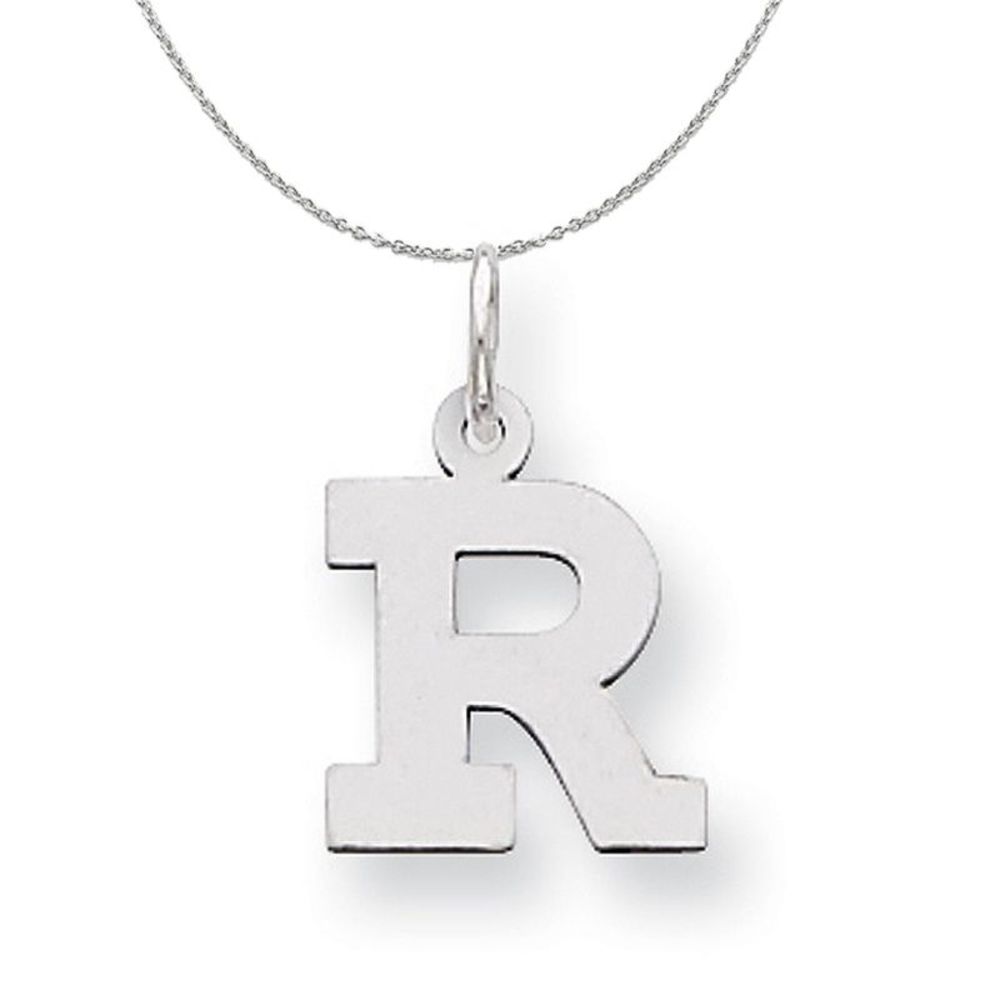 Silver, Amanda Collection Small Block Style Initial R Necklace - 16 In